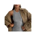 thumbnail image 2 of Faithtur Femmes Mode Robe Ruché Robe Élégante de Couleur Unie pour les Femmes, 2 of 8