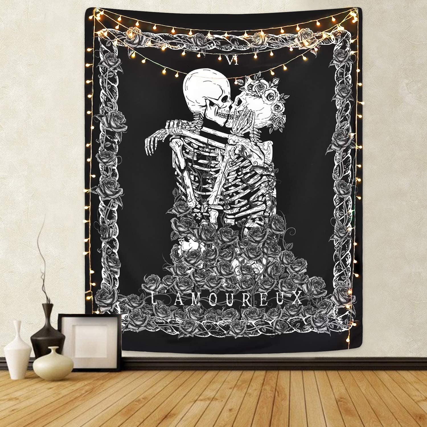 Small Tapestry Poster Dead Skull Collage Wall Hanging Cotton Fabulous Indian Art 
