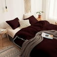 thumbnail image 2 of DNG Creations 5 Piece White Pom Pom Duvet Cover with Zipper Closure, 100% Egyptian Cotton, 800 Thread Cotton ( Oversized King - Solid Wine ), 2 of 5