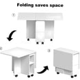 thumbnail image 5 of Foldable Dining Table Set with 4 Chairs and Storage, White Space Saving Kitchen Furniture on Wheels, 5 of 10