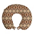 thumbnail image 1 of Ethnic Travel Pillow Neck Rest, Tribal Like Illustration Jagged Traditional Rhombuses Shapes in Geometric Design, Memory Foam Traveling Accessory Airplane and Car, 12", Multicolor, by Ambesonne, 1 of 2