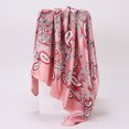 thumbnail image 3 of (Rosa + Beige) Pañuelo cuadrado grande a juego con estampado de anacardos para mujer, turbante, chal grande, pañuelo de seda de imitación, 3 of 5