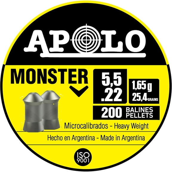 Apolo Monster Airgun Pellets, 5.5mm.22 Caliber, E19931 Silver