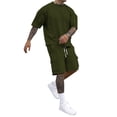 thumbnail image 2 of BRANROY Men's 2 Piece Short Set - Casual Tracksuit for Men, Summer Outfits Two Piece Set with T-Shirt and Shorts,Army Green,L, 2 of 6