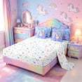 thumbnail image 3 of meiyoeat Kawaii Rainbow Unicorn 7 Pieces Full Size Bedding Sets For Girls,Colorful Cute Stars Print Full Size Bed in a Bag For Kids,Colorful Stars Reversible, 3 of 7
