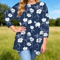thumbnail image 2 of Fesfesfes Women's Plus Size Tops Trendy Color Blocked Three-Quarter Sleeves Classic Round Neck T-shirt Loose Comfy Easy Pairing with Jeans, 2 of 8