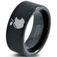 thumbnail image 1 of Tungsten Sweet Apple Bitten Band Ring 9mm Men Women Comfort Fit Black Flat Cut Brushed Polished, 1 of 4
