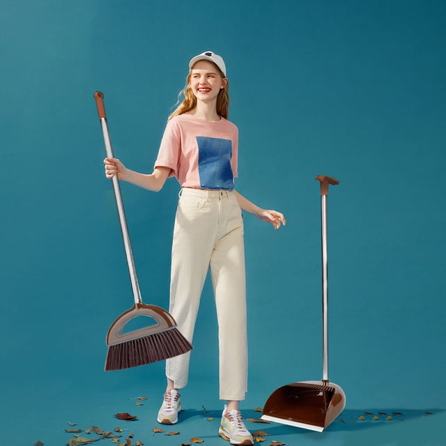 Cagogo Broom And Dustpan Set, Standing Storage Broom With Scraping Teeth And Scraper, Vertical Storage Broom And Dustpan For Home Cleaning, Household Broom And Dustpan Set For Kitchen Bathroom
