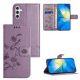 thumbnail image 1 of Nalacover Wallet Case for Samsung Galaxy A14 5G, Stylish Flowers Embossed Pattern Premium PU Leather Flip Cover with Card Slots Holder Magnetic Clasp Kickstand Soft TPU Anti-Drop Case,Lightpurple, 1 of 7