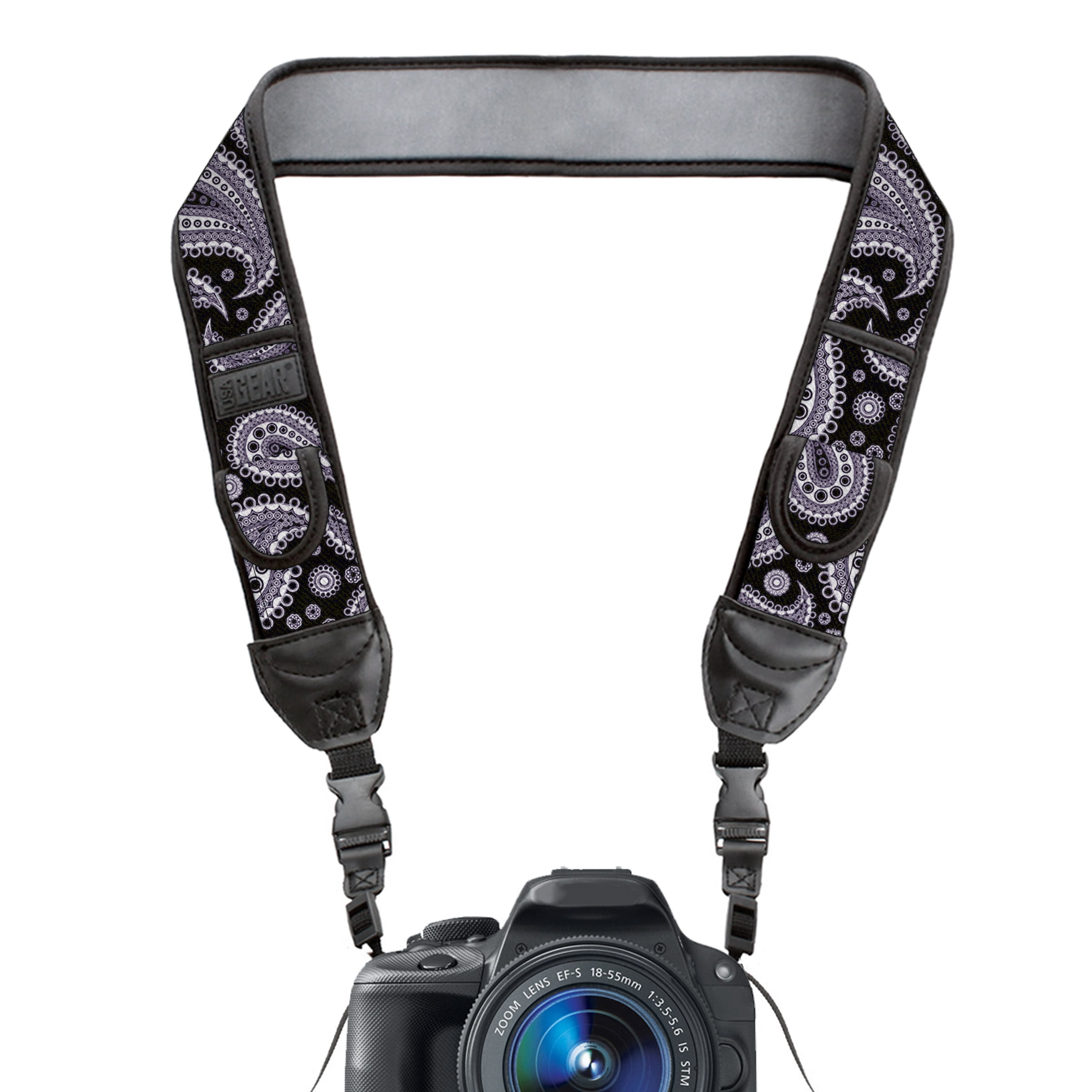 Black Neoprene Anti-Slip Shoulder Neck Strap for all SLR DSLR Bridge Cameras 