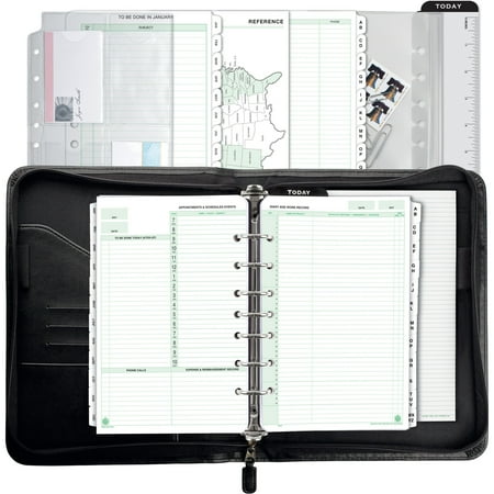 Day Timer Simulated Leather Binder - Day-Timer, DTM44531, Briefcase Style Zip Binder Starter Set, 1 Each, Black