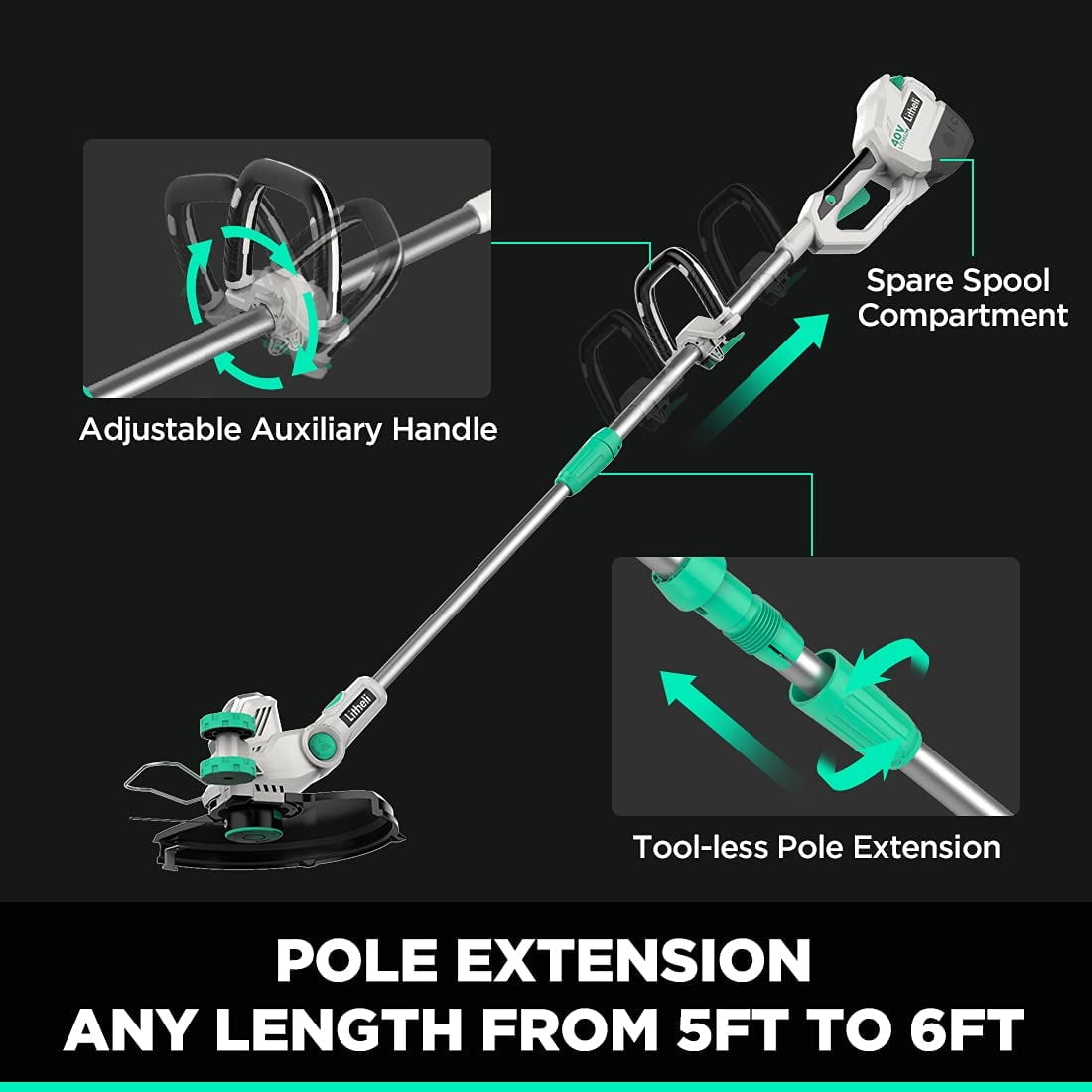 Buy Litheli 40V 13 Cordless String Trimmer, Battery Powered Grass