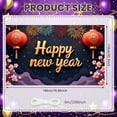 thumbnail image 2 of Red Theme New Year Banner Gold Lettering Happy New Year Display Lantern Design Firework Pattern Festive Backdrop for New Year Party Home Decoration Indoor Celebration, 2 of 9