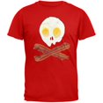 thumbnail image 1 of Eggs And Bacon Skull And Cross Bones Red Adult T-Shirt, 1 of 1