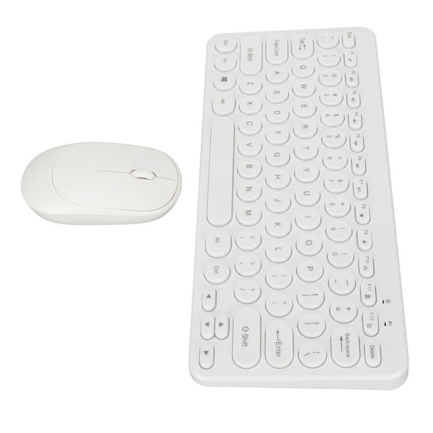 Combo de teclado y raton teclas redondas inalambricas de 2 4G diseno ergonomico raton silencioso receptor USB teclado y raton color blanco Walmart en linea