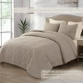 thumbnail image 2 of Whale Flotilla 2-Piece Twin Quilt Set, Soft Embossed Bedding Set, Lightweight Bedspread Coverlet with Damask Vintage Pattern, Reversible Bed Cover for All Seasons, Light Grey, 2 of 7
