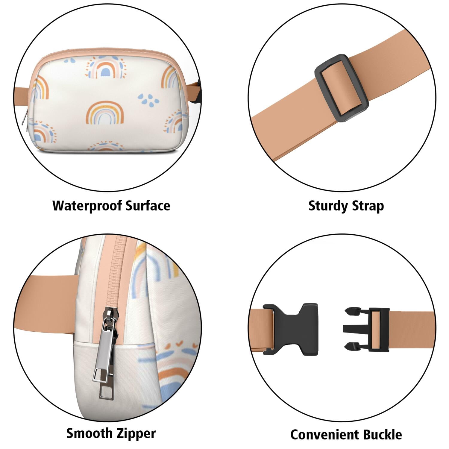 Cross Body Bag for Sports Enthusiasts Commuters HandsFree Running Belt for Jogging with Adjustable Strap for Casual Running Hiking Cycling Rainbow Cartoon Sporty Waist Pack