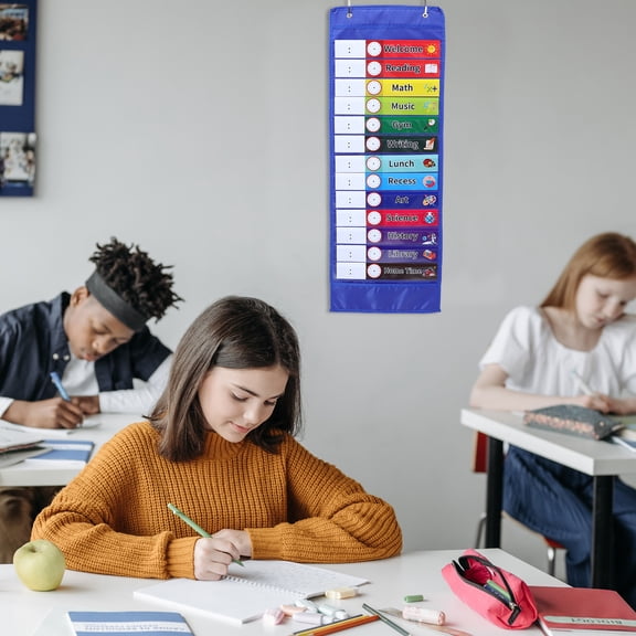 LOLIPPYY 1Set Blue Transparent Oxford Cloth Pocket Chart for Home Organization