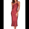 thumbnail image 1 of Vestido de Mujer con Tirantes, Cintura Media, Color Liso, Espalda Baja, Lazo, Elegante, con Hombros Descubiertos y Medio. Rojo M, 1 of 9