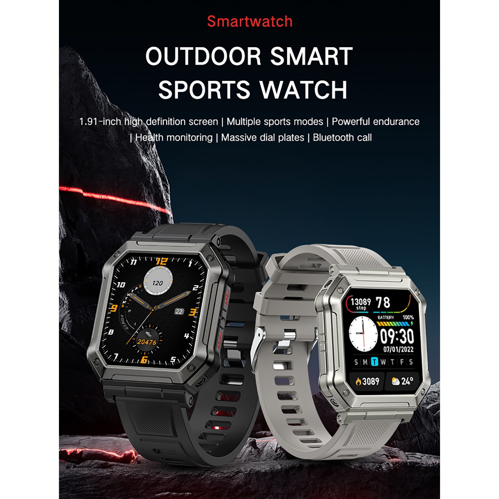 Byujiro Smart Watch 1.91" Screen for Android IOS Phones Smart Fitness Tracker Watch for Women Men