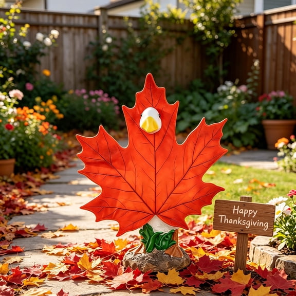 Eolstice Porch Goose Clothes, Maple Leaf Outfit for 23 Inch Geese, Thanksgiving and Halloween Yard Statue Dress, Outdoor Lawn Decor Fits 23 Inch Geese
