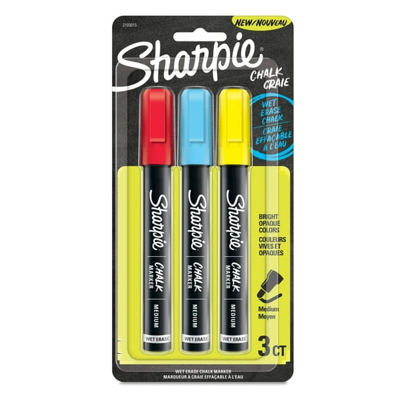 Sharpie Chalk Markers, Wet Erase Markers, Assorted Colors, 3 Count