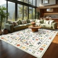 thumbnail image 2 of Gaderth 8x10 Floral Butterfly Area Rug, Machine Washable Living Room Rug With Non Slip TPR Backing, Stain Resistant Low Pile Indoor Carpet For Bedroom Dining Room Nursery Home Office, 2 of 10