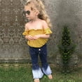 thumbnail image 2 of Gerichy Girls Summer Outfits, Girls Summer Children's Wear Children's Clothing Line Shoulder Top Shorts Set, 2 of 6