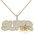 thumbnail image 1 of 46+ Grams Big Bold XL Custom Piece Baguette 14K Gold Over "SUPER" Pendent Charm, 1 of 6
