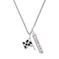 thumbnail image 1 of Delight Jewelry Silvertone Checkered Race Flag Silvertone Forever Bar Charm Necklace, 23", 1 of 4