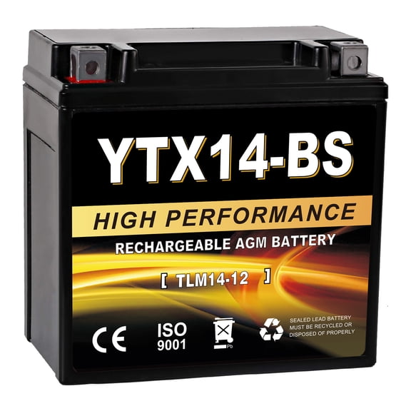 Anlibatt YTX14-BS Motorcycle Battery 12V 12Ah 200CCA Rechargeable Sealed AGM Battery Maintenance Free Automotive Replacement Battery for ATV and Scooter