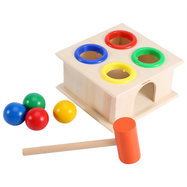 TOPINCN Learning Toy, Intellectual Developmental Toy, Novel Kids Hammering Game Wooden Ball Hammer Box Children Early Learning Educational Toy