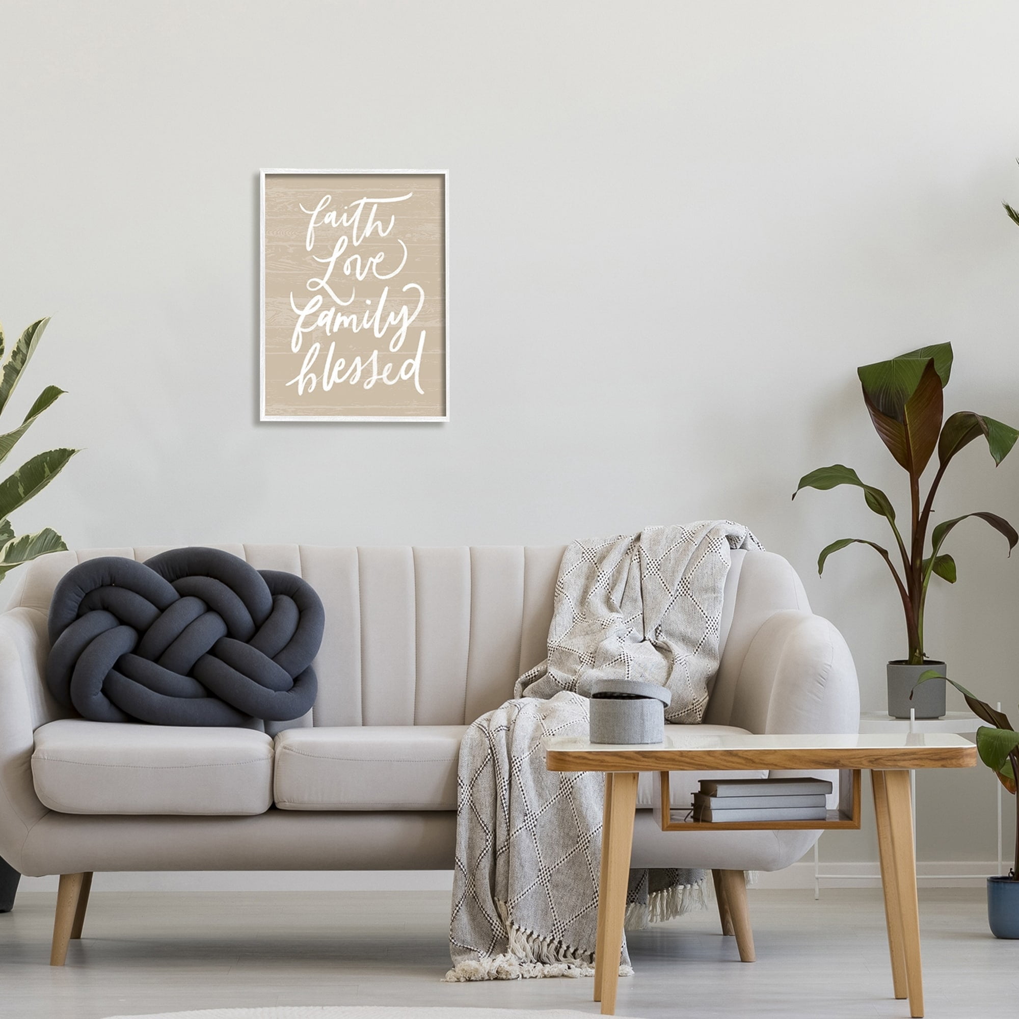 Stupell Industries Faith Love Family Blessed Calligraphy Textured Surface,16 x 20, Design by Doodles.Ink.