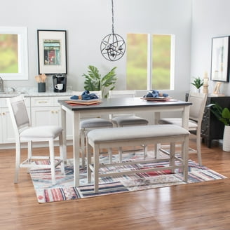 Linon Home Decor Jepson 6-Piece Boho Dining Set Dark Charcoal