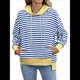 thumbnail image 3 of Sudadera de Rayas de Gran Tamaño para Mujer, Sudadera con Capucha de Bloques de Color, Jersey de Larga, Ropa Y2K Azul y S, 3 of 10