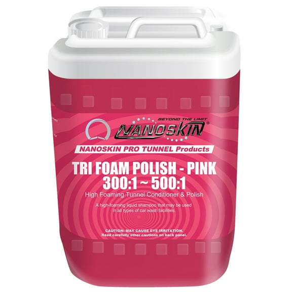 Nanoskin Car Wash Tunnel Series TRI-FOAM POLISH High Foaming Tunnel Conditioner & Polish - PINK (Dilution Ratio: 300:1 ~ 500:1) - 5 Gallon