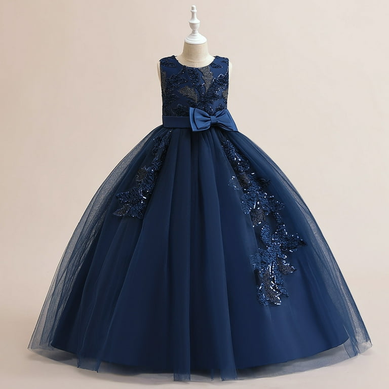 Flower Girls Tulle Princess Pageant Dress Wedding Bowknot Prom Ball Gown,  4-14Y - Walmart.com