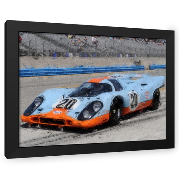 Stephen Chambers 24x19 Black Modern Wood Framed Wall Art Titled - Porsche 917 Gulf 4