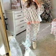 thumbnail image 2 of Holiday Themed Pajama Set for Women - Christmas Tree Print Lounge Wear 2-Piece, 2 of 5