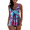 thumbnail image 3 of High Waist Swimsuit Swimming Suit Tank Tops And Shorts With Bottom Ruffle Lace Up Plus Size, 3 of 8