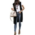 thumbnail image 3 of QAFOPEH Womens Sleeveless Open Front Long Cardigans Lightweight Sweater Solid Color Vest, 3 of 3