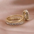 thumbnail image 5 of Oval Cut 3.5ct Hidden Halo Sterling Silver Engagement Ring Set with Eternity Wedding Band, Wedding Bridal Set for Her, 5 of 7