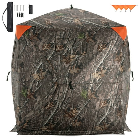 KFFKFF Hunting Shelter 270° Visibility Ground Shelter 2-3 Person Instant Setup Wildlife Blind with Transport Bag Durable Outdoor Hunting Hub 3 Side Windows for Turkey and Deer Stalking