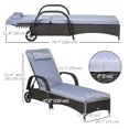 thumbnail image 2 of CoSoTower Chaise Longue d'Extérieur, Chaise Longue de Terrasse avec Appuie-Tête, Réglable à 5 Niveaux, Dossier, Roues, Café Foncé et Gris Argenté, 2 of 7