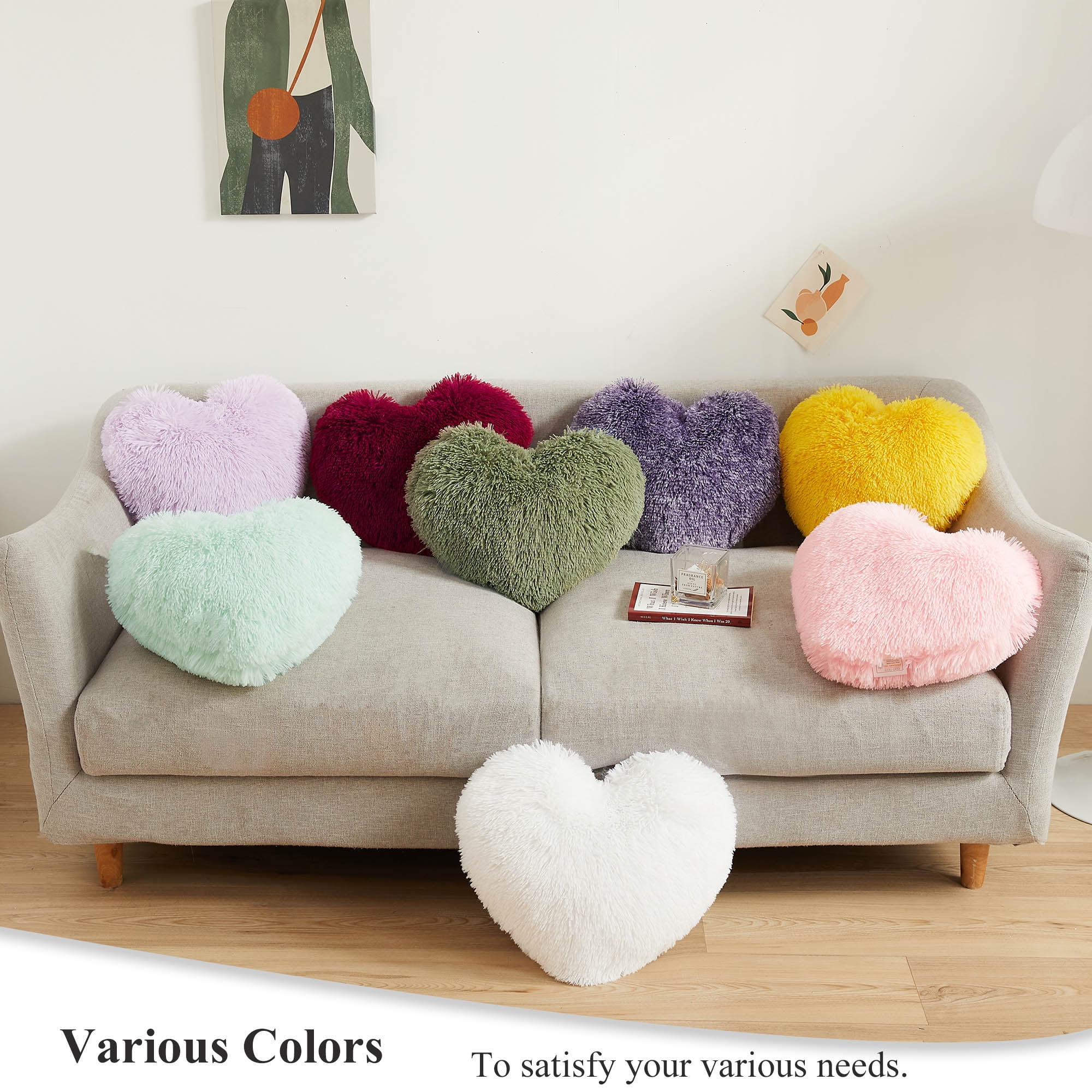 XeGe 15 x17 x6 Love Heart Shaped Pillow Double Sided Soft Red Shaggy Faux Fur Throw Pillow Romantic Gift Home Decor Walmart