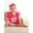 thumbnail image 2 of Infant Baby Girl Clothes Ruffle Letter Short Sleeve Romper Floral Long Pants with Headband Outfits Set Rose Red 0-3 Months, 2 of 6