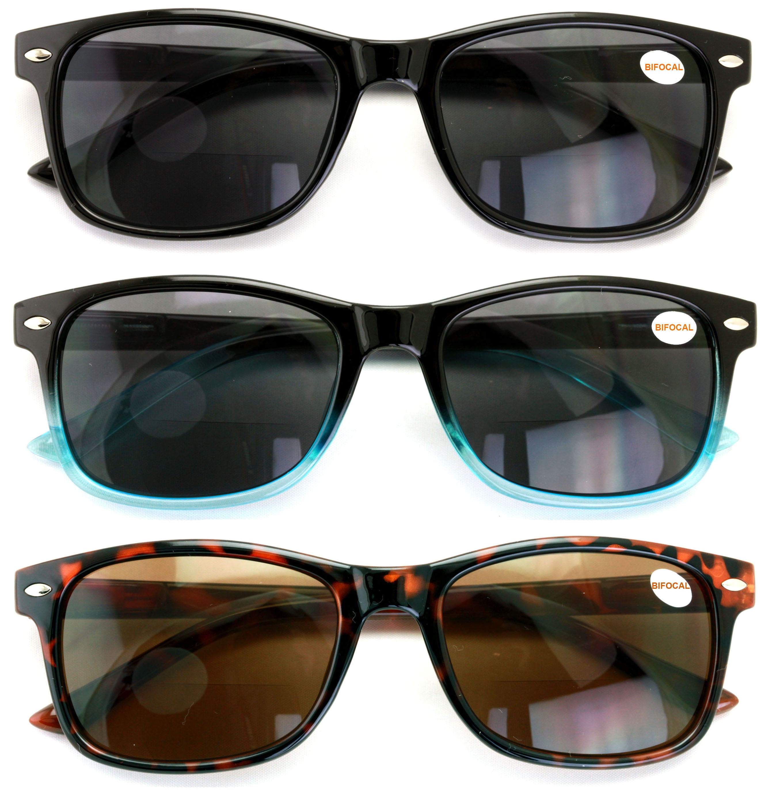 3 Pair Bifocal Sunglasses Readers For Men Women - Outdoor Bi-focal Reading Glasses 1.25