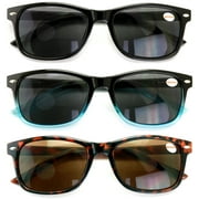 3 Pair Bifocal Sunglasses Readers For Men Women - Outdoor Bi-focal Reading Glasses 1.25