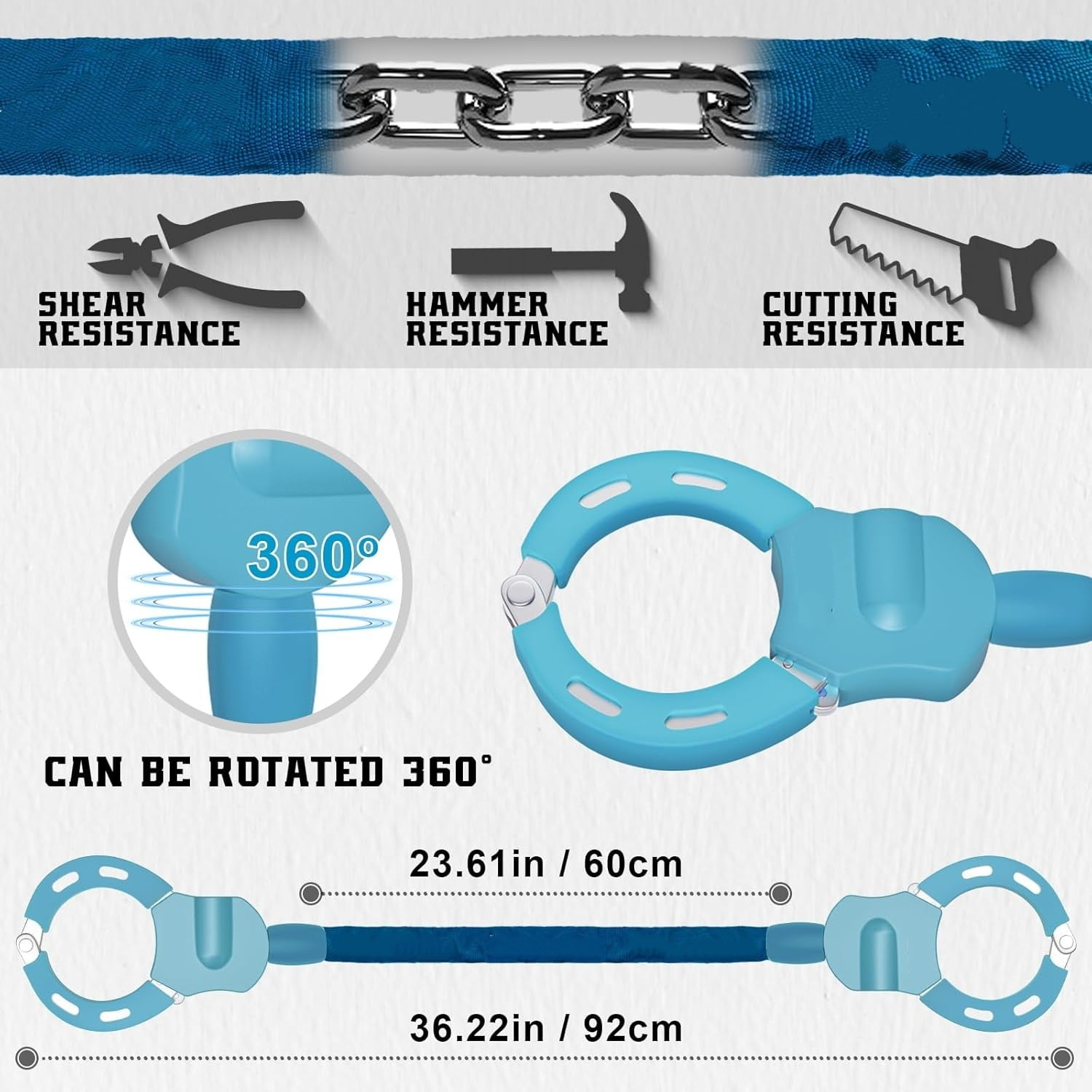 Scooter Lock, Scooter Locks Anti Theft, 36.22inch Colorful Electric Scooter Handcuff Lock, Bike Locks High Security with Key, Accessories for E Scooter, E Bike