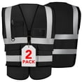 thumbnail image 1 of Chaleco de seguridad XPCARE, paquete de 2 unidades, con cremallera reflectante, negro, grande, 1 of 7